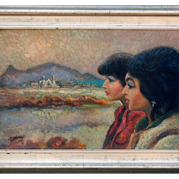 RakocyBill_ChurchAndTwoJuarezGirls_1991-95_i24x36 f33x45_OilOnCanvas_$3000F-w