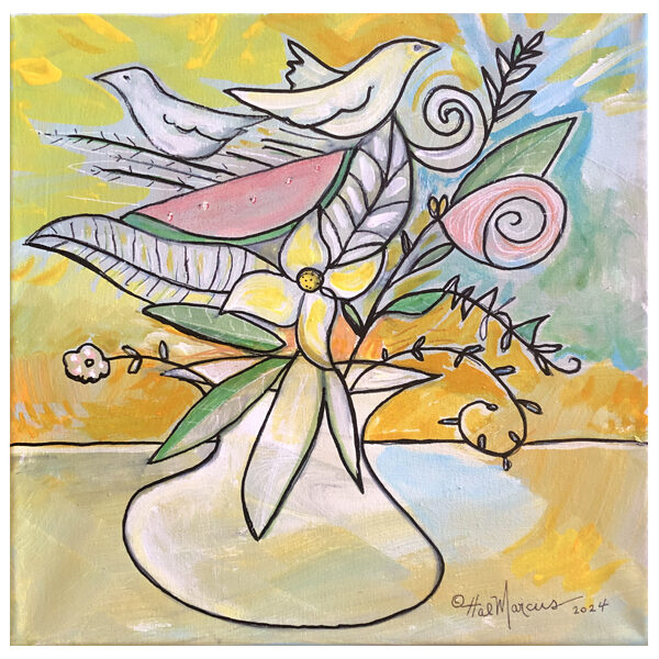 MarcusHal_StillLifeWithTwoBirds_2024_i14x14_mmc_$750-w