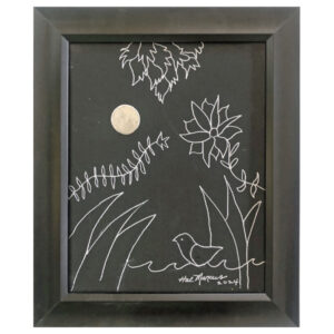 MarcusHal_SilentNIght_2024_i10x8_f12x10_WhitePenOnBlackCanvas_$300F-w